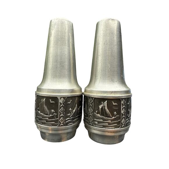 Other Other - Vintage Viking Pewter Salt and Pepper Shaker Sailing Ships 4 inches